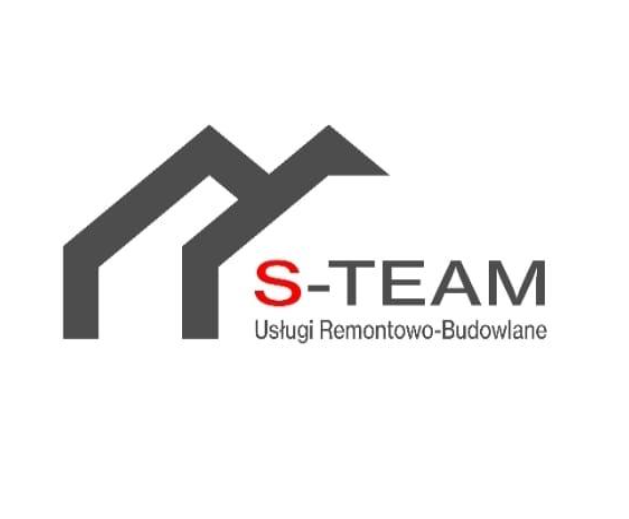 Logo firmy S-TEAM Usługi Remontowo-Budowlane, z symbolem dachu.